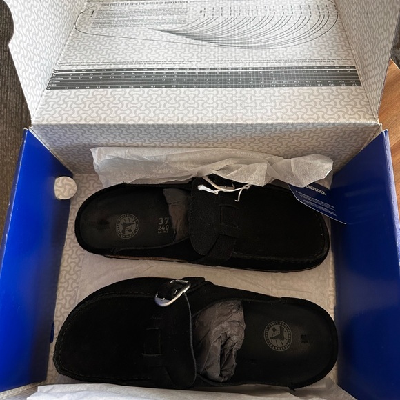 Birkenstock Buckley Black Suede Clogs Women’s 6-6.5 / Size 37 New In Box - Picture 7 of 8
